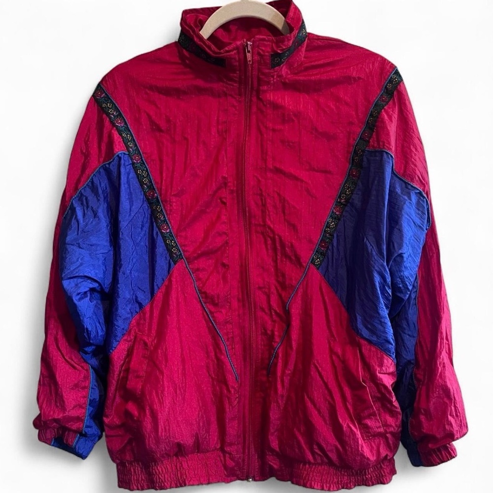 Vintage 90s Bold Spirt Nylon Windbreaker Jacket (Large)